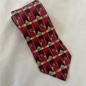 Ermenegildo Zegna Mens Red Geometric Silk Tie